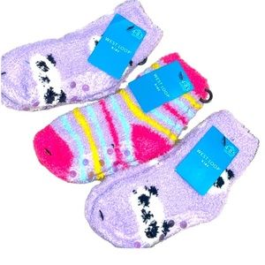 West loop kids 3 pack socks shoe size 4-8-5 cozy grippy approx age 3-5 years new